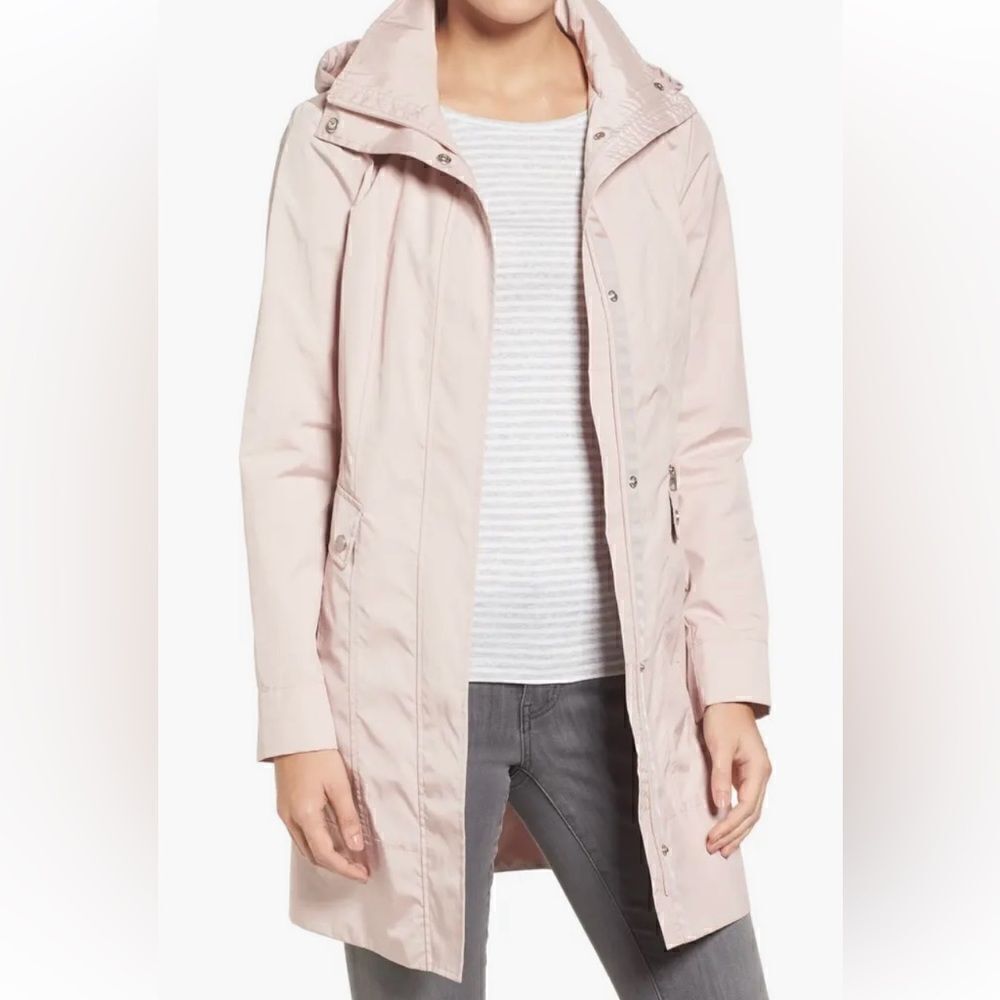 Cole Haan back now packable hood raincoat in canyon rose